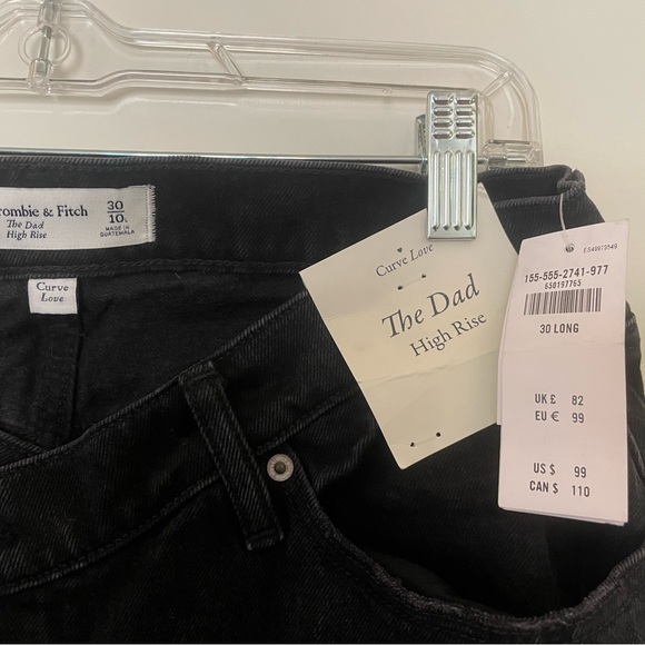 NWT Abercrombie & Fitch Curve Love The Dad High Rise Black Jeans 30 Long - Picture 3 of 3